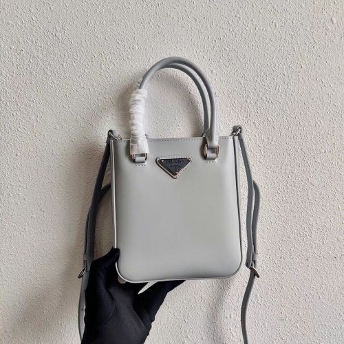 Borsa Prada piccola in pelle spazzolata 1AD331 grigio chiaro