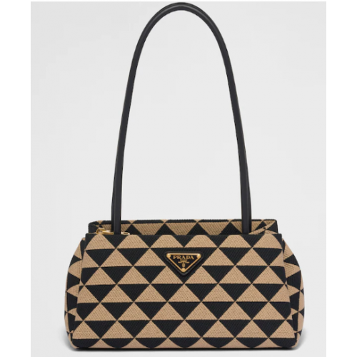 Prada Borsa Symbole piccola in tessuto ricamato 1BA368 Beige