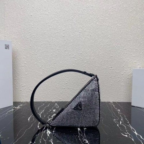 Prada borsa a mano in cristallo 1VH243 nera