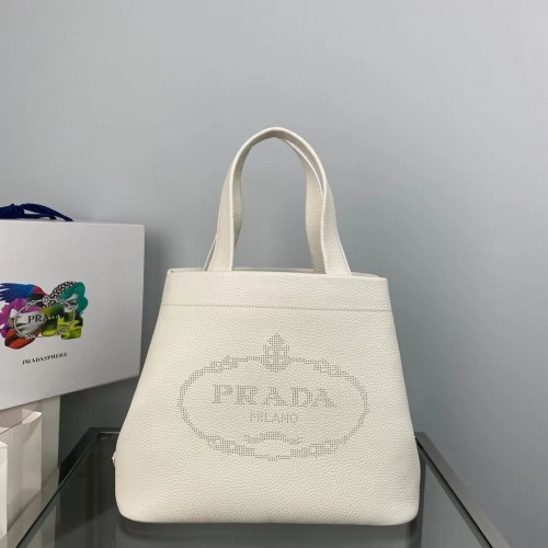 Borsa tote Prada in pelle 1AG833 bianca