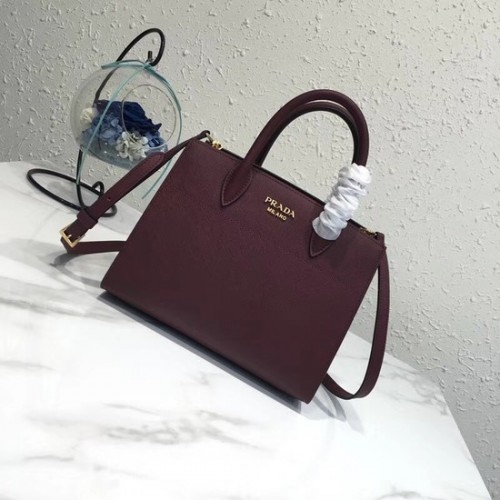 Prada saffiano lux tote borsa in pelle originale bn4458 Vino