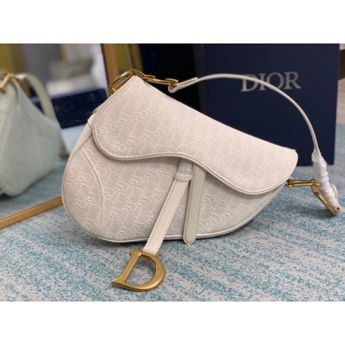 BORSA DA SELLA Grigio Dior Oblique Denim ricamato M0446C crema