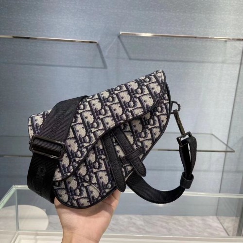 MARSUPIO PIATTO SADDLE Blu Dior Oblique Jacquard C2106