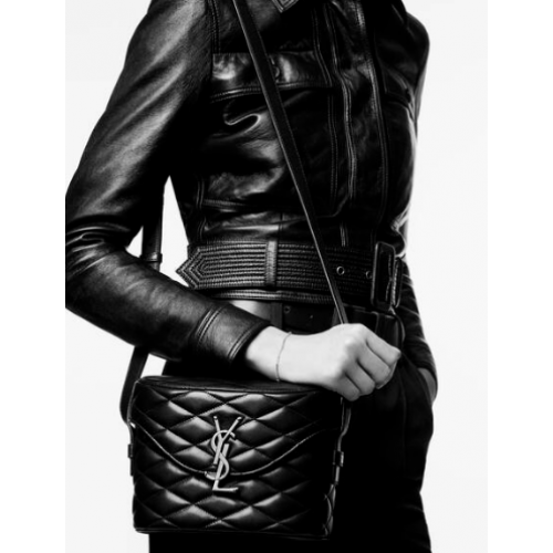 SAINT LAUREN BORSA JUNE BOX IN PELLE DI AGNELLO TRAPUNTATA 7100801 NOIR