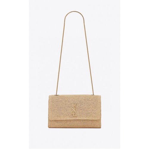 SAINT LAUREN BORSA KATE 99 CON CATENA IN RAFIA Y685384 albicocca