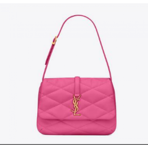 SAINT LAUREN BORSA HOBO LE 57 A SPALLA IN PELLE DI AGNELLO TRAPUNTATA 698567 LIPSTICK FUCSIA