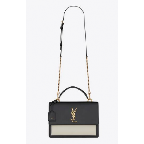 SAINT LAUREN SUNSET MEDIUM TOP HANDLE IN PELLE LISCIA 634723 NERO