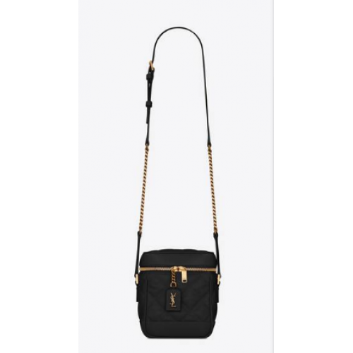 SAINT LAURENT VANITY BAG ANNI '80 IN PELLE STAMPA GRAIN DE POUDRE TRAPUNTATA CARRE 649779 nero