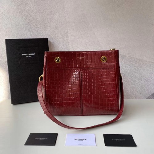 SAINT LAURENT CASSANDRA IN PELLE LUCIDA STAMPA COCCODRILLO Y862028 rosso