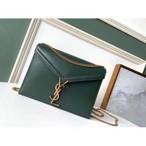 SAINT LAURENT Borsa a tracolla Cassandra in pelle 532750 Verde Scuro