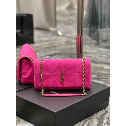 SAINT LAURENT JAMIE BORSA MEDIA A CATENA CARRE RIVE GAUCHE IN PELLE DI AGNELLO E CAMOSCIO 515821 ROSA
