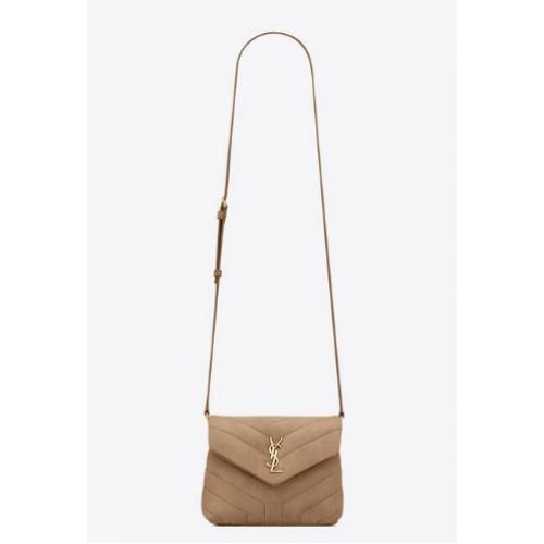 BORSA SAINT LAURENT LOULOU CATENA PICCOLA IN CAMOSCIO TRAPUNTATO Y 4946991 TAUPE