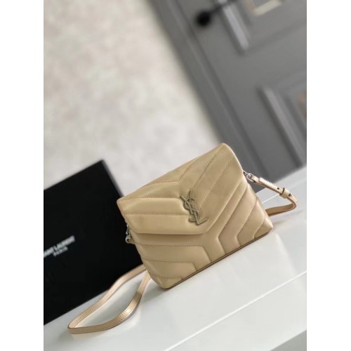 SAINT LAURENT LOULOU PICCOLA IN PELLE MATELASSE Y 467072 AVORIO NATURALE&Argento antico