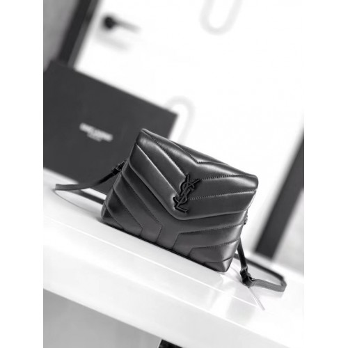 SAINT LAURENT LOULOU PICCOLO IN PELLE MATELASSE Y 467072 NERO&FERRAMENTA NICKEL OSSIDATO