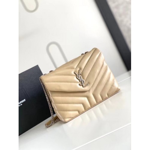 SAINT LAURENT LOULOU PICCOLA IN PELLE MATELASSE Y 494699 AVORIO NATURALE&Argento antico