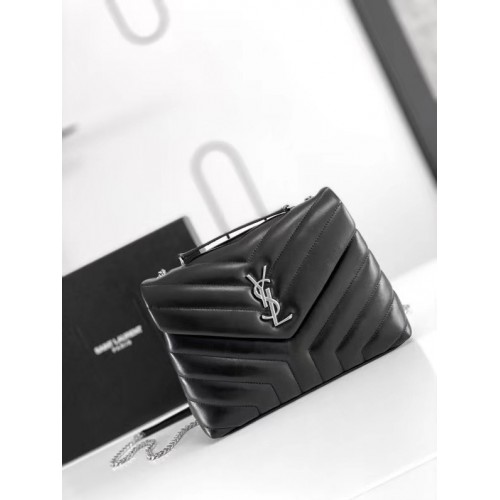 SAINT LAURENT LOULOU PICCOLA IN PELLE MATELASSE Y 494699 nero&argento antico