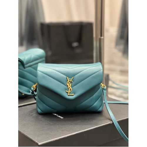 BORSA SAINT LAURENT LOULOU TOY STRAP IN PELLE Y TRAPUNTATA 678401 verde