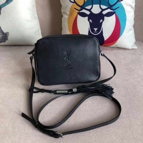 Borsa fotografica SAINT LAURENT Lou in lino 97641 nera
