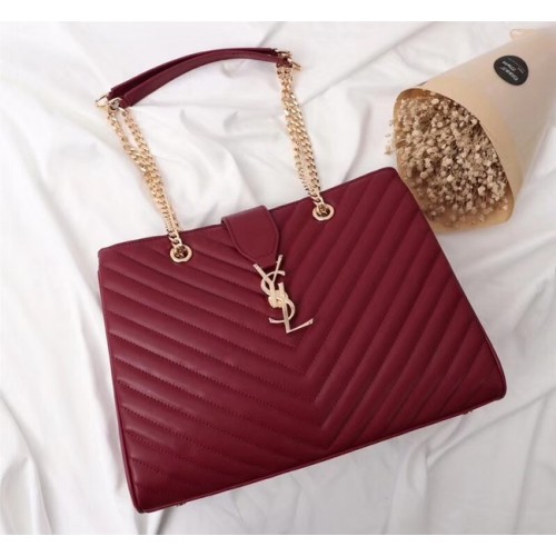 Borsa SAINT LAURENT Loulou Monogram extra large in pelle trapuntata 26587 rossa