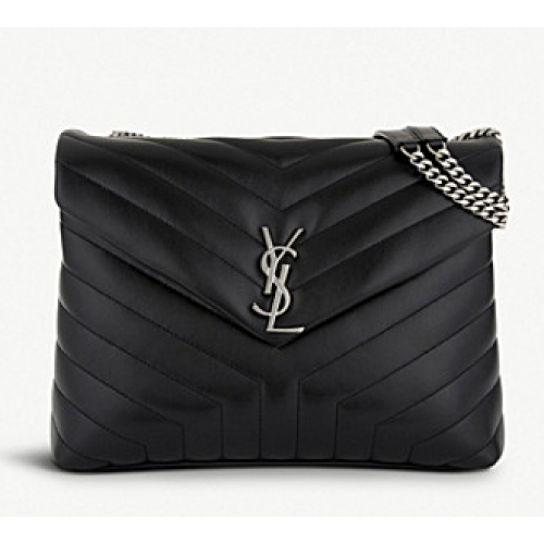 Borsa SAINT LAURENT Loulou Monogram media in pelle trapuntata 74558 nera