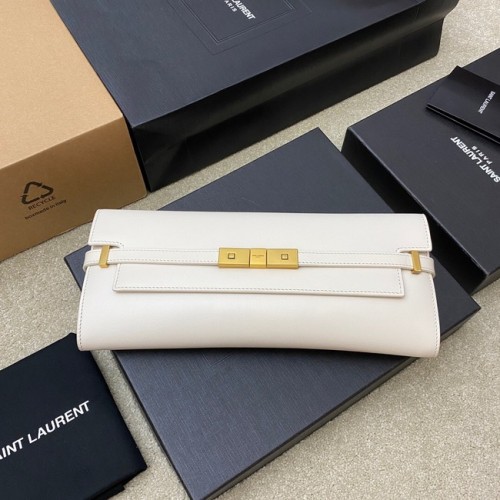 POCHETTE MANHATTAN SAINT LAURENT CON SCATOLA SAINT LAURENT PELLE 695949 BIANCO