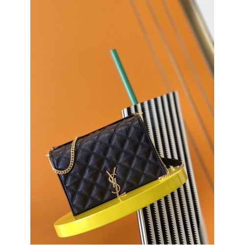 PORTAFOGLIO SAINT LAURENT CON CATENA MONOGRAM IN PELLE 629246 nero