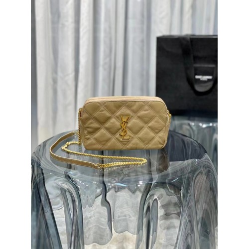 SAINT LAURENT PORTAFOGLIO MONOGRAM CATENA IN PELLE 655941 BEIGE