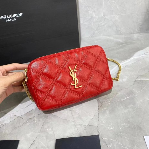 PORTAFOGLIO SAINT LAURENT CON CATENA MONOGRAM IN PELLE 655941 rosso