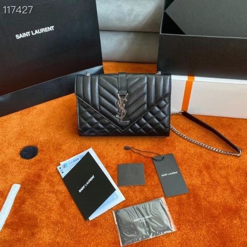 PORTAFOGLIO SAINT LAURENT MONOGRAM CHAIN IN MIX MATELASSE PELLE GOFFRATA GRAIN DE POUDRE 526286 BLACK&SILouis VuittonER