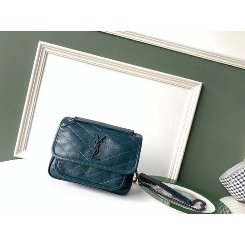 SAINT LAURENT Borsa Niki media in pelle a tracolla 61060 celeste