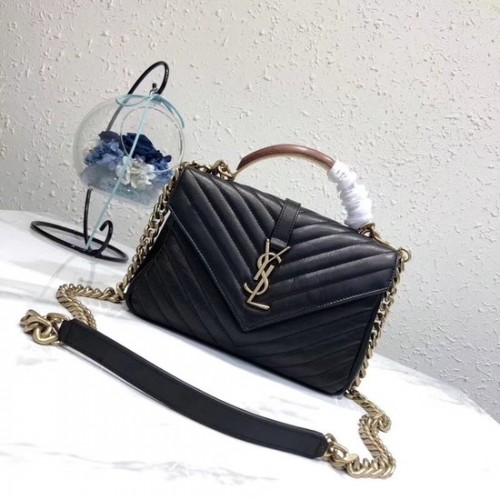SAINT LAURENT Monogram College piccola borsa a spalla in pelle trapuntata 5809 nera