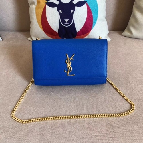 Borsa SAINT LAURENT Monogram Kate media in pelle martellata 354021 blu