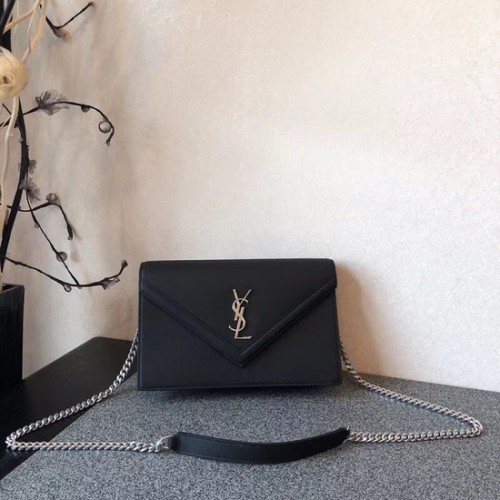 SAINT LAURENT Borsa a tracolla Monogram in pelle 9635 nera