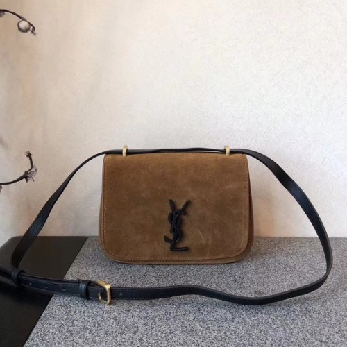 SAINT LAURENT Borsa a tracolla Monogram in camoscio 512853 marrone