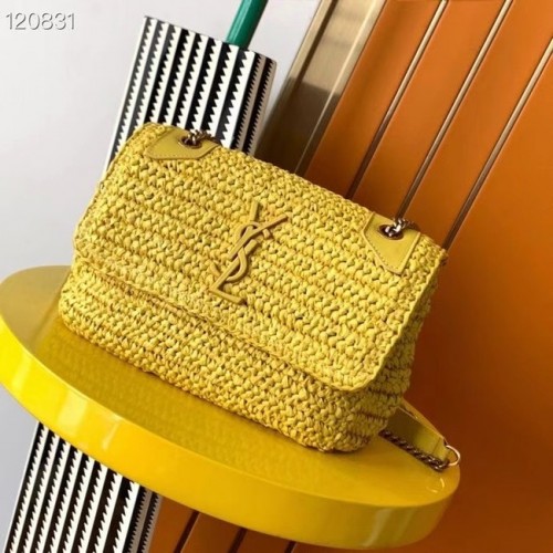 BORSA SAINT LAURENT NIKI MEDIUM CHAIN IN RAFIA 498894 giallo