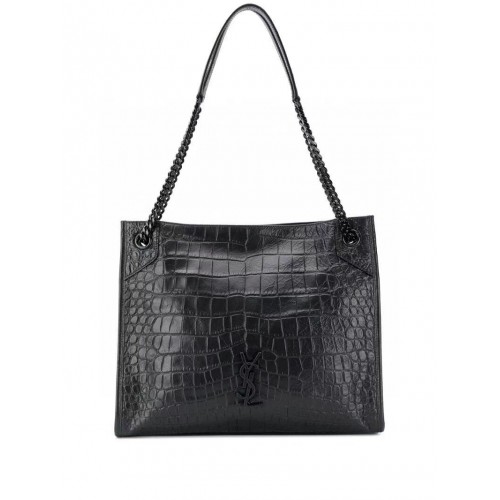 SAINT LAURENT BORSA SHOPPING NIKI MEDIA IN PELLE CRINKLED Y577999 nero