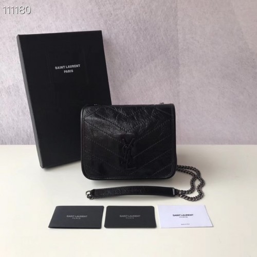 SAINT LAURENT Borsa a tracolla Niki Mini in pelle 03743 nera