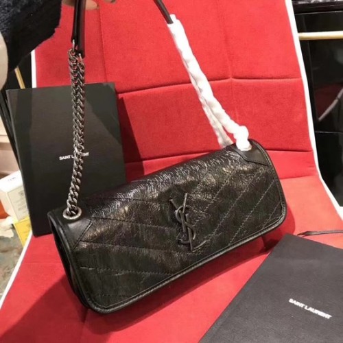 SAINT LAURENT Borsa Niki monogram piccola a spalla in pelle 504866 nera