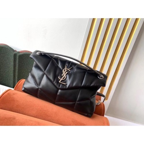 SAINT LAURENT Borsa a tracolla in pelle originale 577475 Hardware in tonalità nero e argento