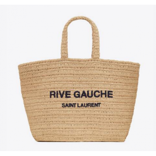 BORSA TOTE SAINT LAURENT RIVE GAUCHE IN RAFIA CROCHET 688864 NATUREL