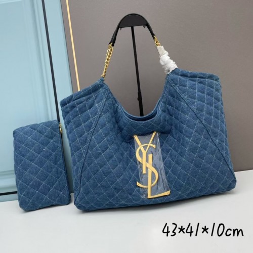 SAINT LAURENT SHOPPING Borsa in jeans Y203310 blu