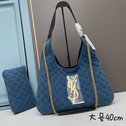 SAINT LAURENT SHOPPING Borsa in jeans Y203433 blu