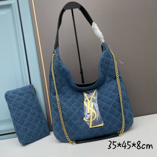 SAINT LAURENT SHOPPING Borsa in jeans Y203434 blu