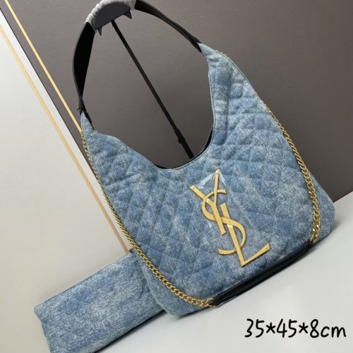 SAINT LAURENT SHOPPING Borsa in jeans Y203434 celeste