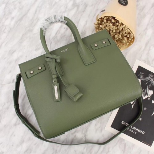 SAINT LAURENT Sac de Jour Slouch piccolo in pelle martellata 5711 verde