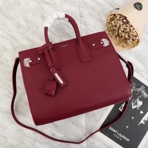 SAINT LAURENT Sac de Jour Slouch piccolo in pelle grana 5711 rosso