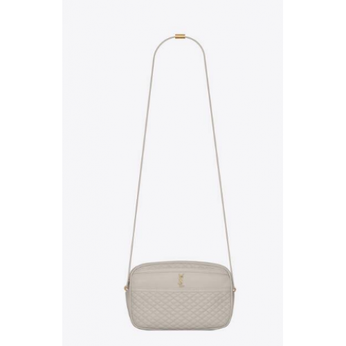 SAINT LAURENT VICTOIRE CAMERA BAG IN PELLE DI AGNELLO TRAPUNTATA 6489901 BLANC VINTAGE