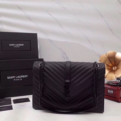 SAINT LAURENT borsa a tracolla in pelle 392745 nera e dettagli in tonalità nera