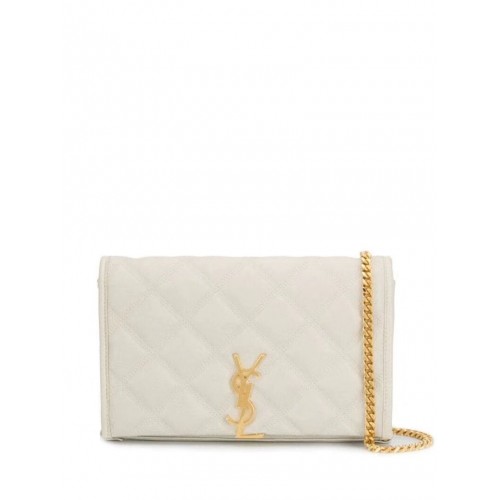 SAINT LAURENT borsa a spalla in pelle Y585031 bianca