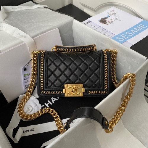 BORSA A MANO CHANEL BAMBINO PICCOLA Metallo tono oro A67085 NERO
